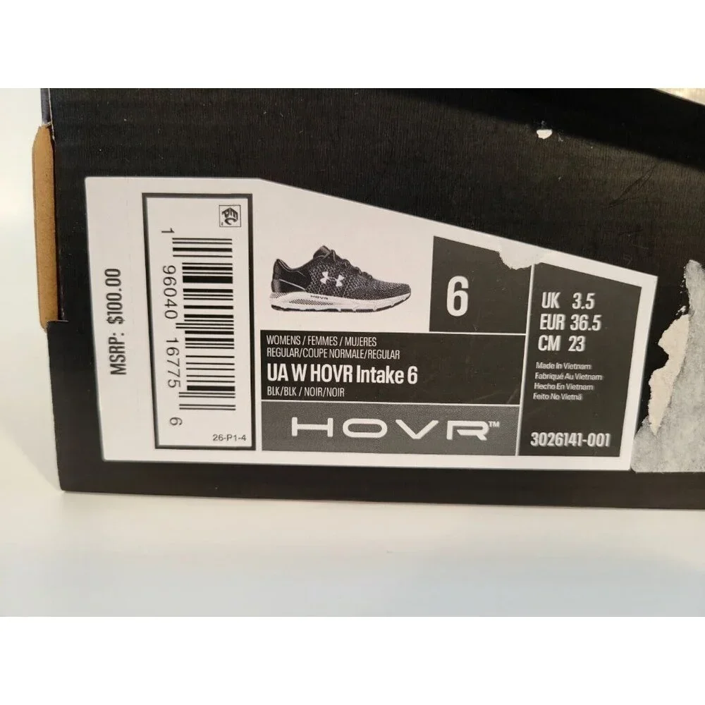 Under Armour HOVR Intake 6 Shoes Womens 6 Youth Girl 4.5Y Black Gray 3026141-001 - Picture 2 of 10